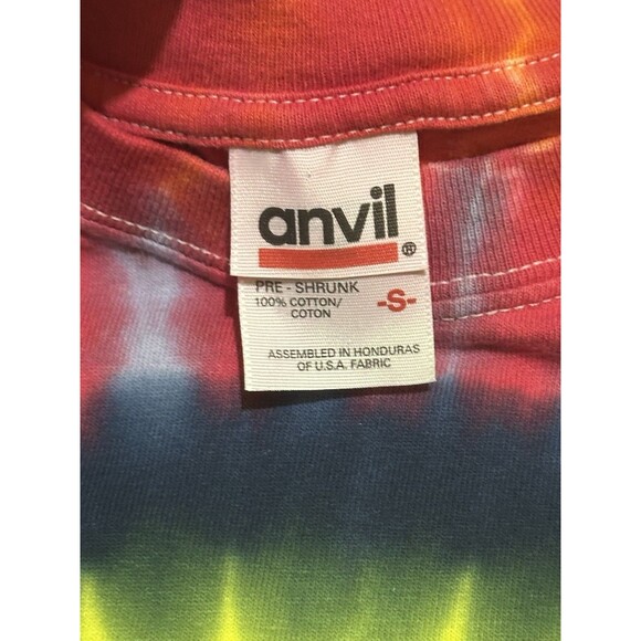 Vintage Anvil Tag Tie Dye Smiley Long Sleeve T Shirt Size Small 90s - Picture 3 of 4